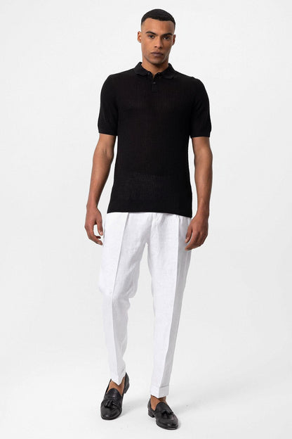 KOALA SYDNEY Men's Black Polo Collar Knit T-Shirt