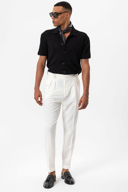 Men's Black Polo Collar Knit Short-Sleeve Shirt