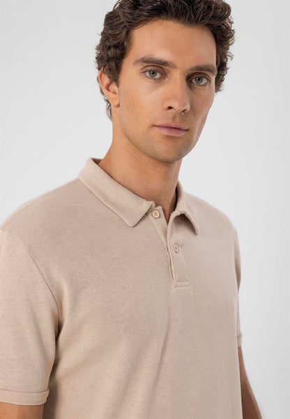 KOALA SYDNEY Men's Beige Polo Neck Slim Fit T-Shirt