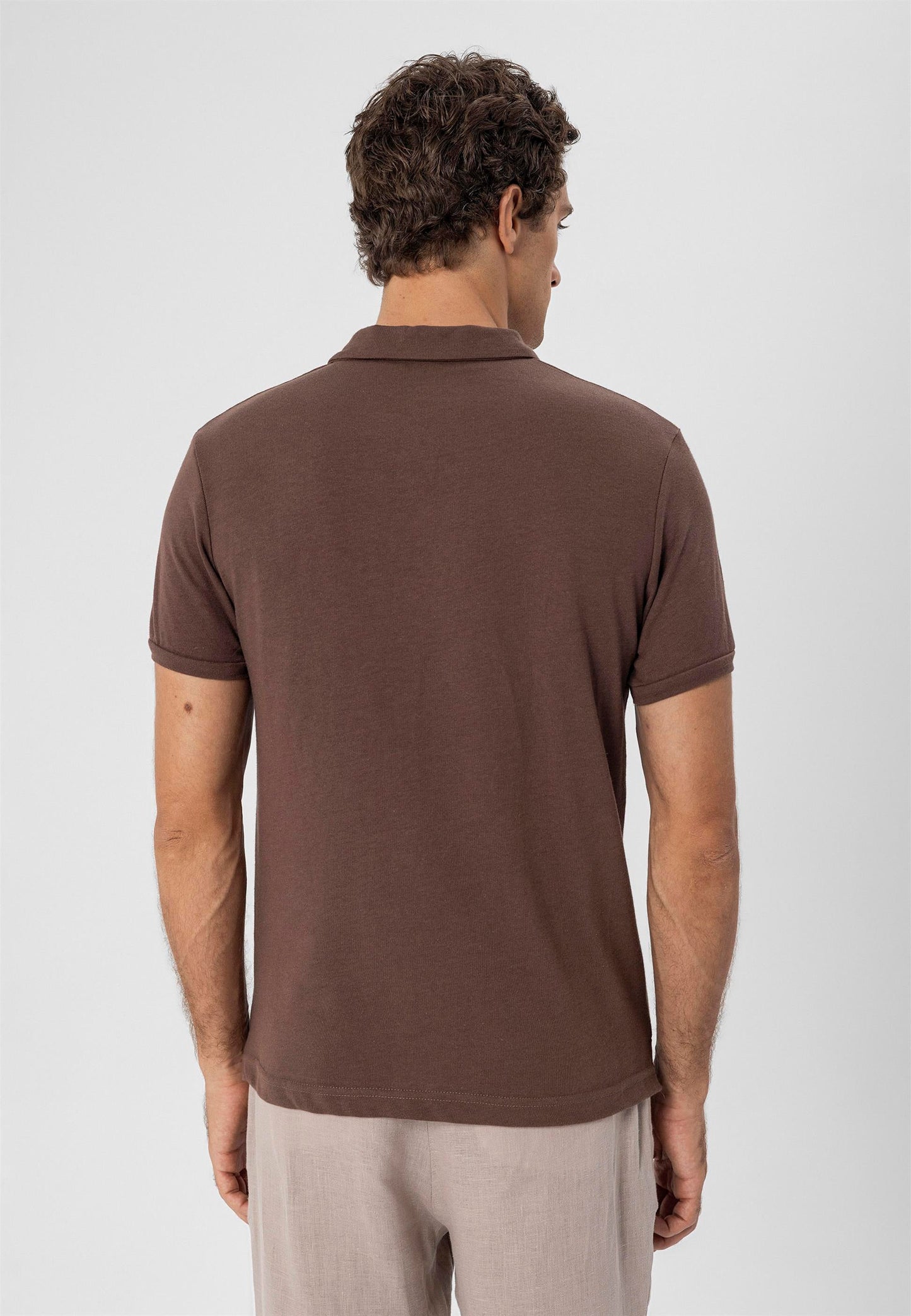 KOALA SYDNEY Men's Brown Polo Neck Slim Fit T-Shirt