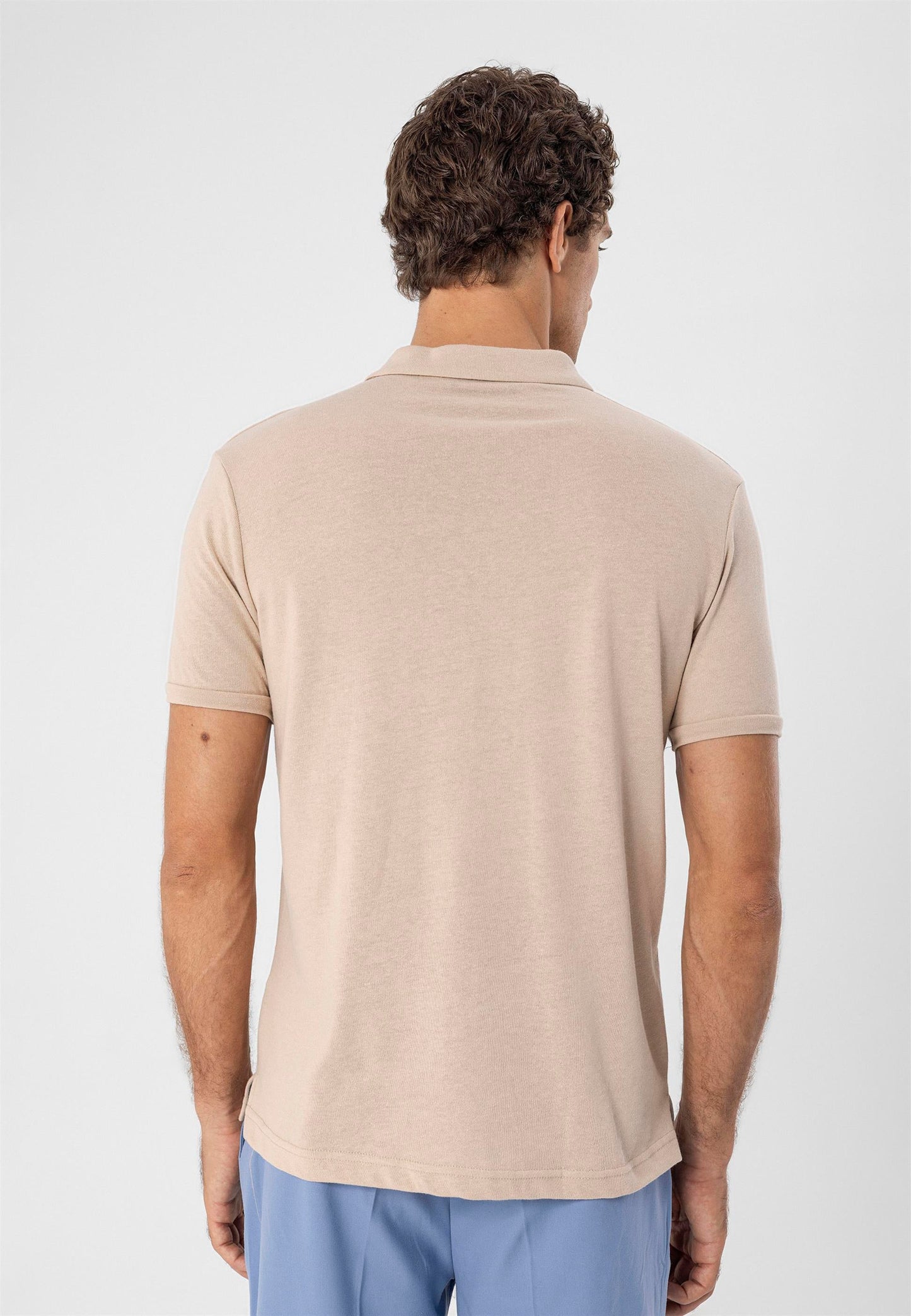 KOALA SYDNEY  Men's Beige Polo Neck Slim Fit T-Shirt -