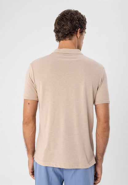 KOALA SYDNEY Men's Beige Polo Neck Slim Fit T-Shirt