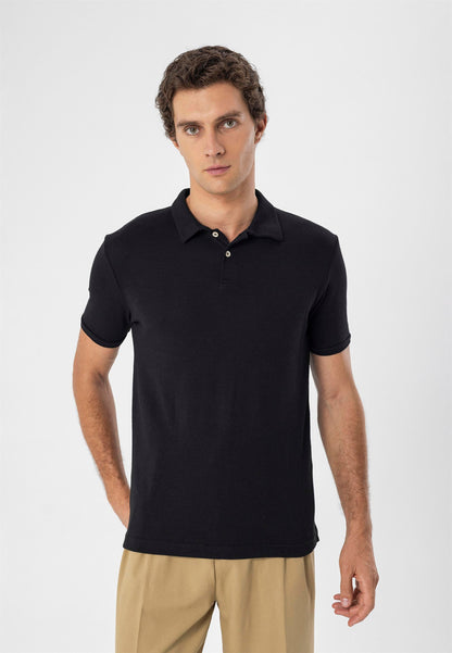 Men's Black Polo Neck Slim Fit T-Shirt