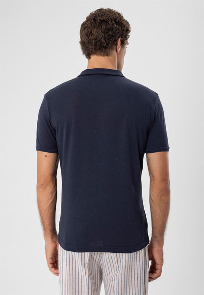 KOALA SYDNEY Men's Navy Blue Polo Neck Slim Fit T-Shirt