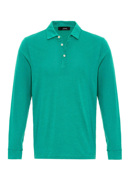 Men's Green Polo Neck Long Sleeve Sweater