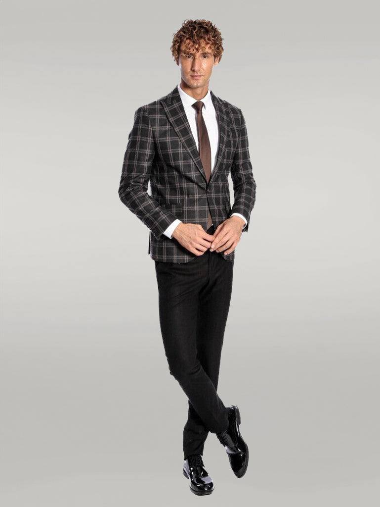 KOALA SYDNEY Slim Fit Peak Lapel Black Men Blazer