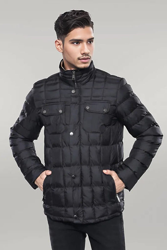 Quilted Black Men Winter Coat