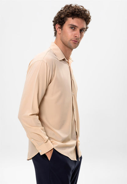 Men's Beige Comfortable Fit Shirt