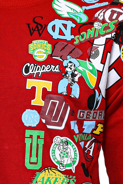 Red Crew Neck Printed Sweatshirt - Wessi