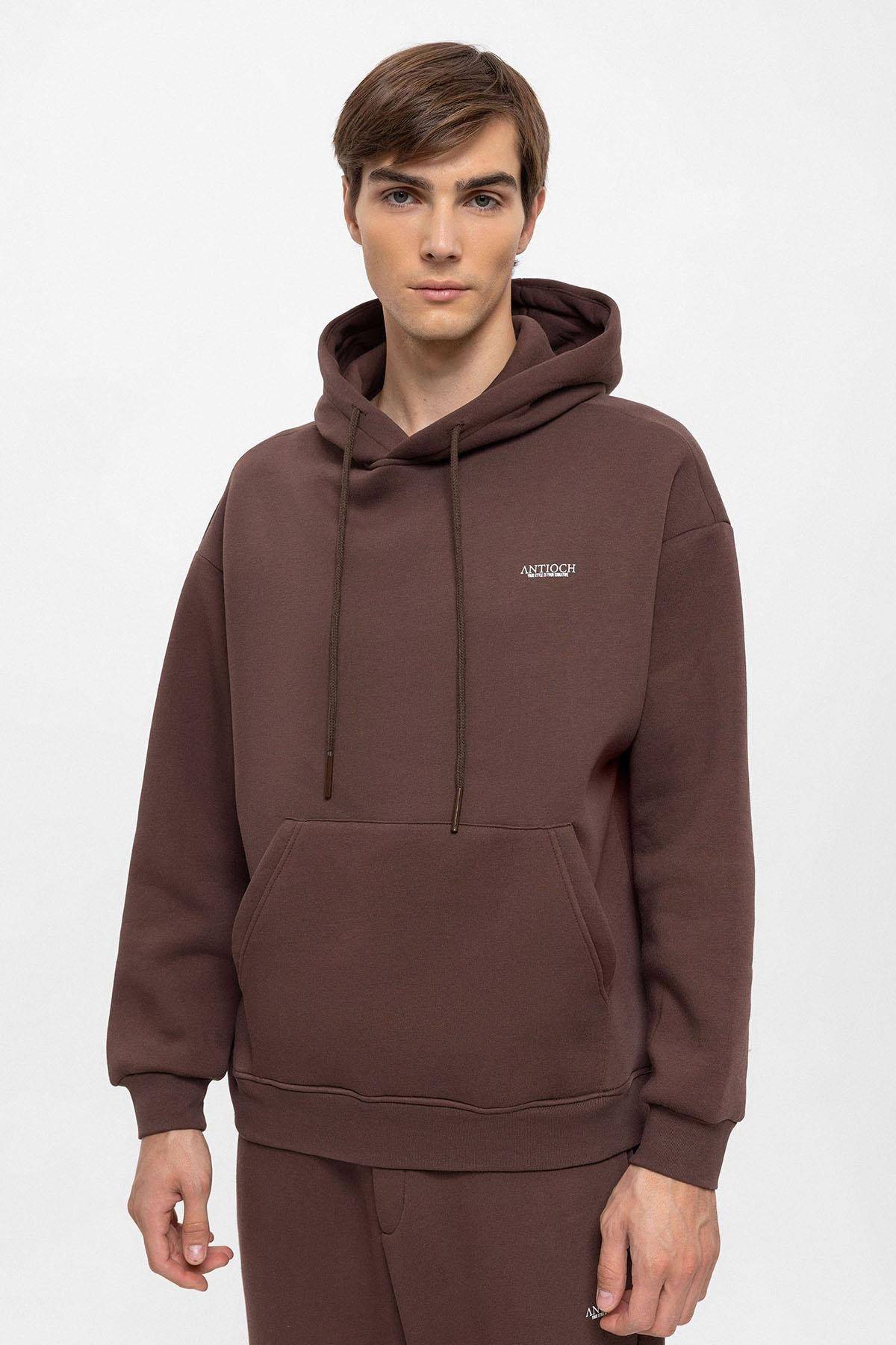 Men's Brown Regular Fit Printed Tracksuit Set