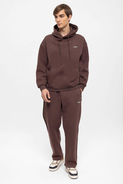 Men's Brown Regular Fit Printed Tracksuit Set