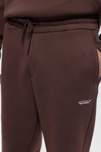 Men's Brown Regular Fit Printed Tracksuit Set