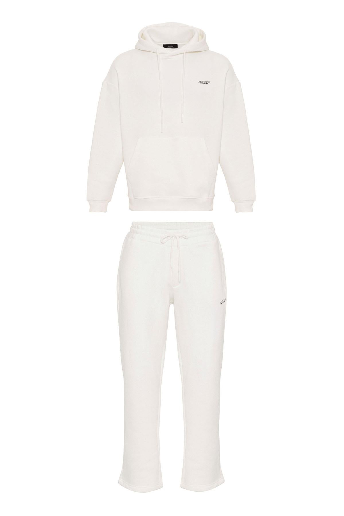 KOALA SYDNEY Men's Ecru Regular Fit Printed Tracksuit Set