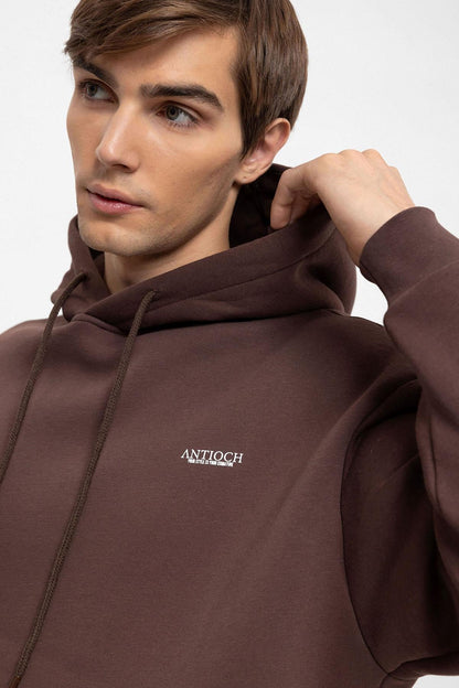 Men's Brown Regular Fit Printed Tracksuit Set