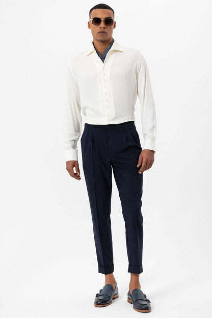 Men's Ecru Regular Fit Camp Collar Shirt