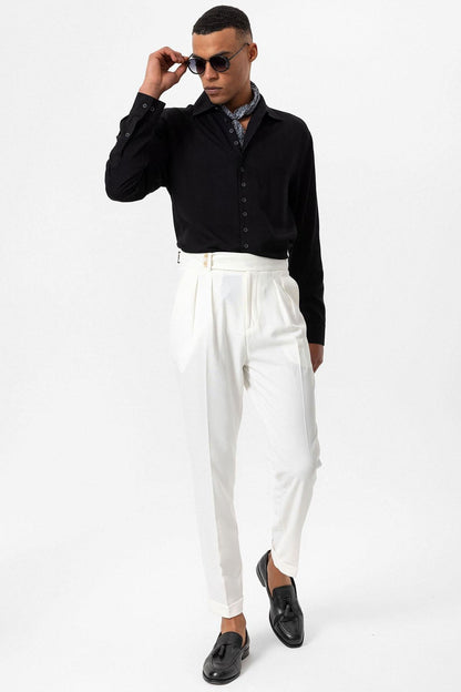 Men's Black Regular Fit Camp Collar Shirt