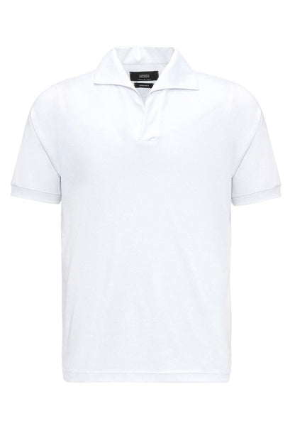 Men's White Regular Fit Camp Collar T-Shirt