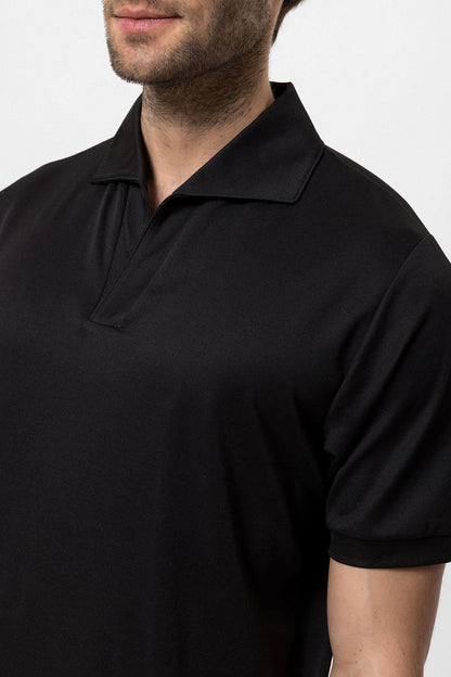 Men's Black Regular Fit Camp Collar T-Shirt