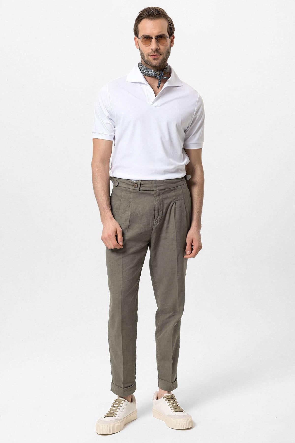 Men's White Regular Fit Camp Collar T-Shirt