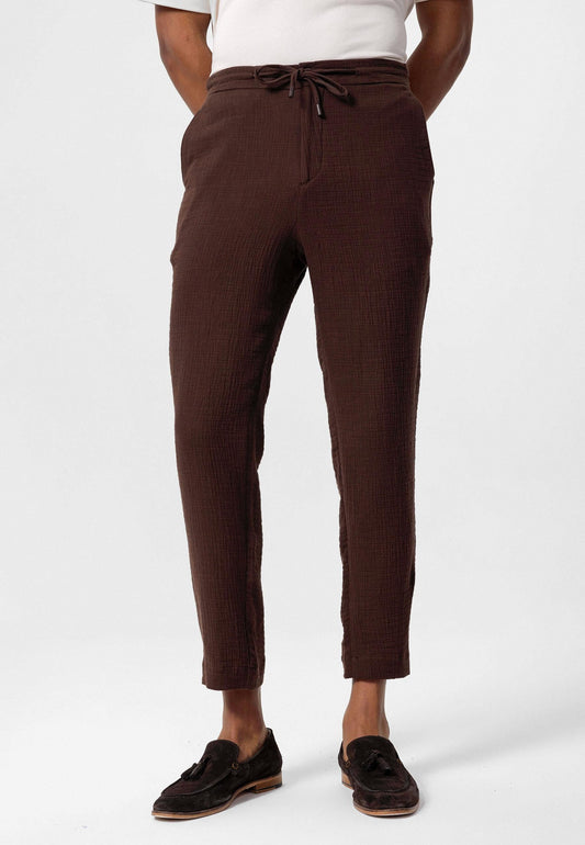 Men's Brown Regular Fit Drawstring Pants