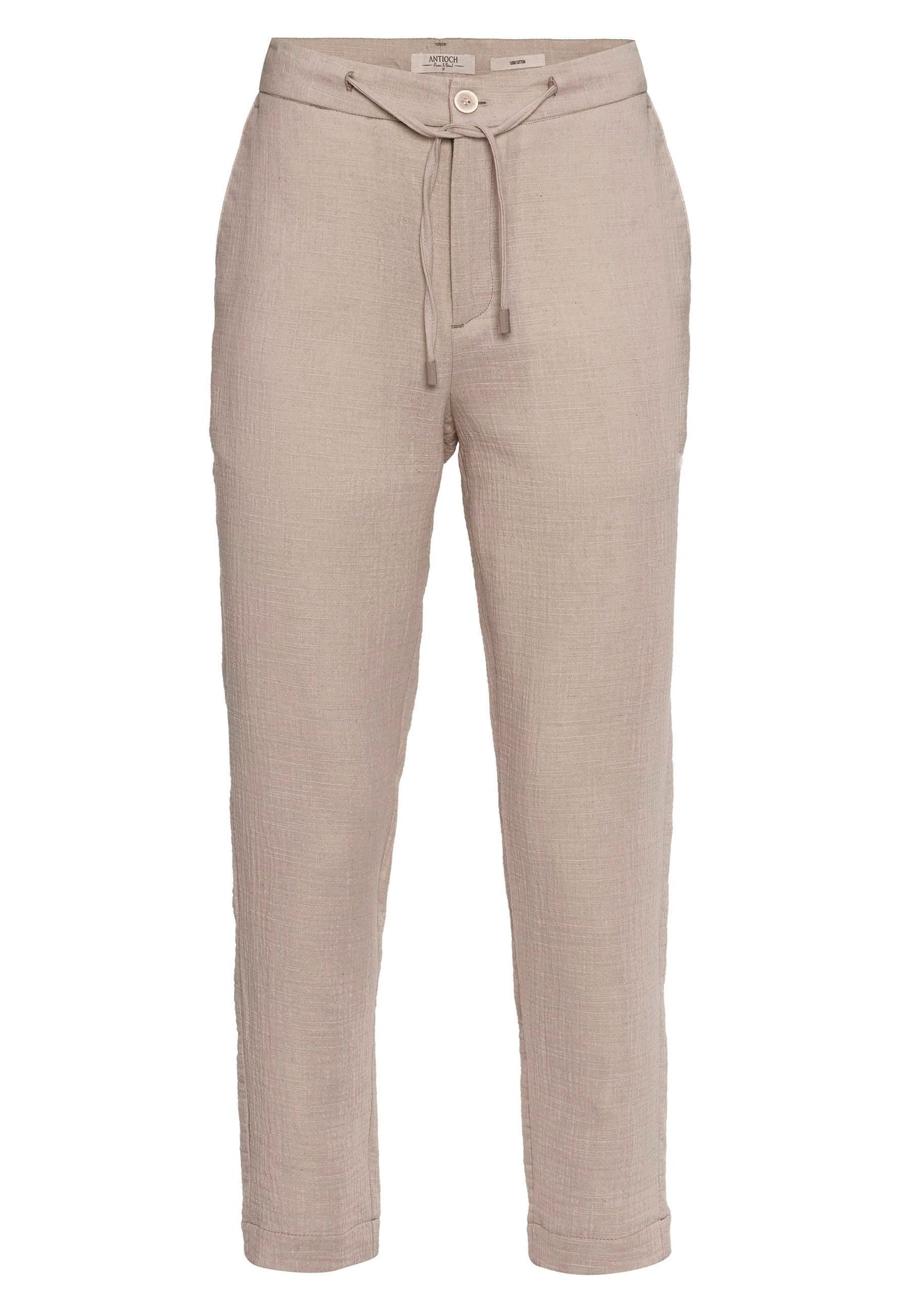 Men's Beige Regular Fit Drawstring Pants