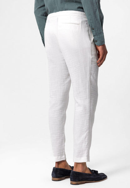 Men's White Regular Fit Drawstring Pants