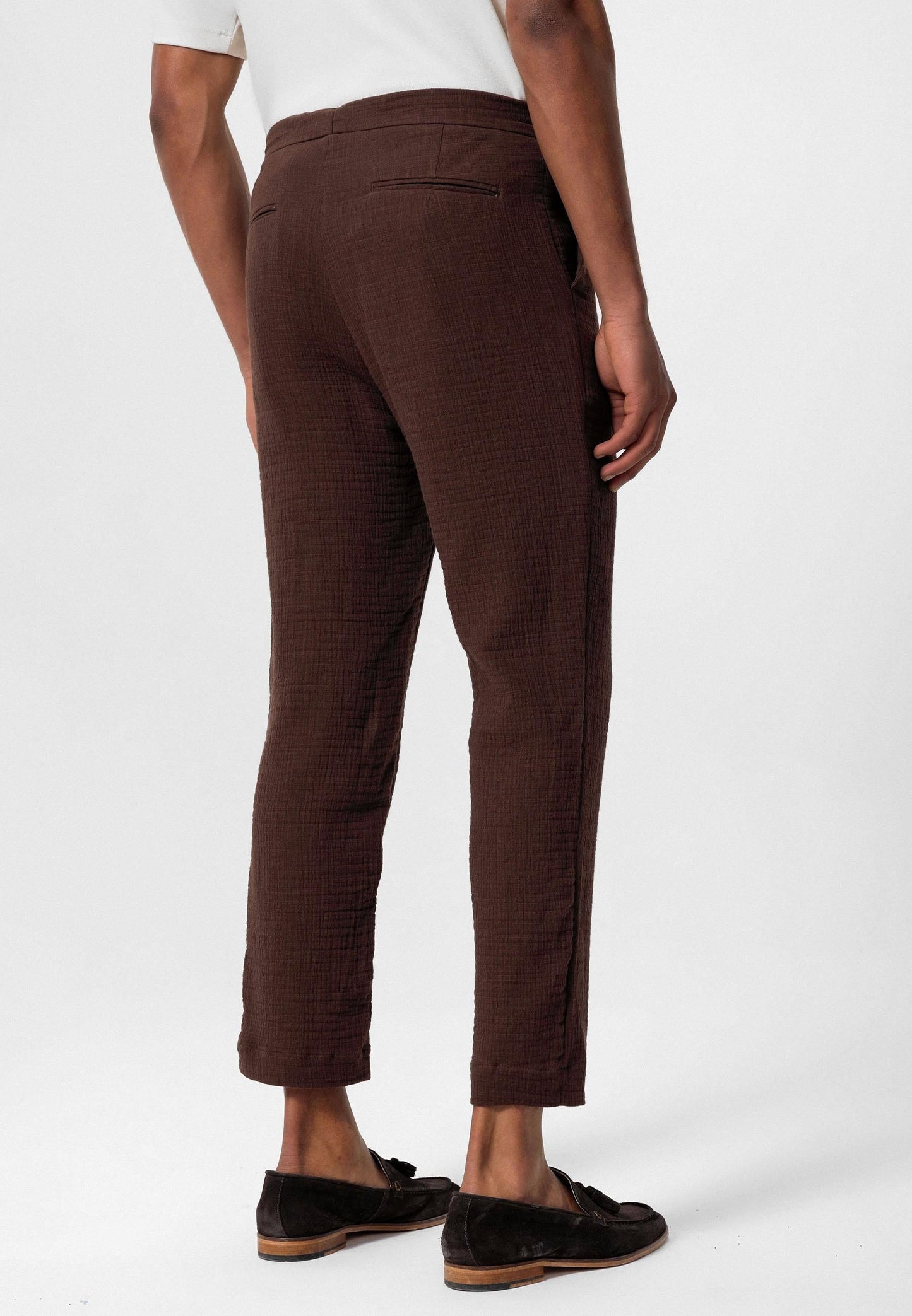 Men's Brown Regular Fit Drawstring Pants