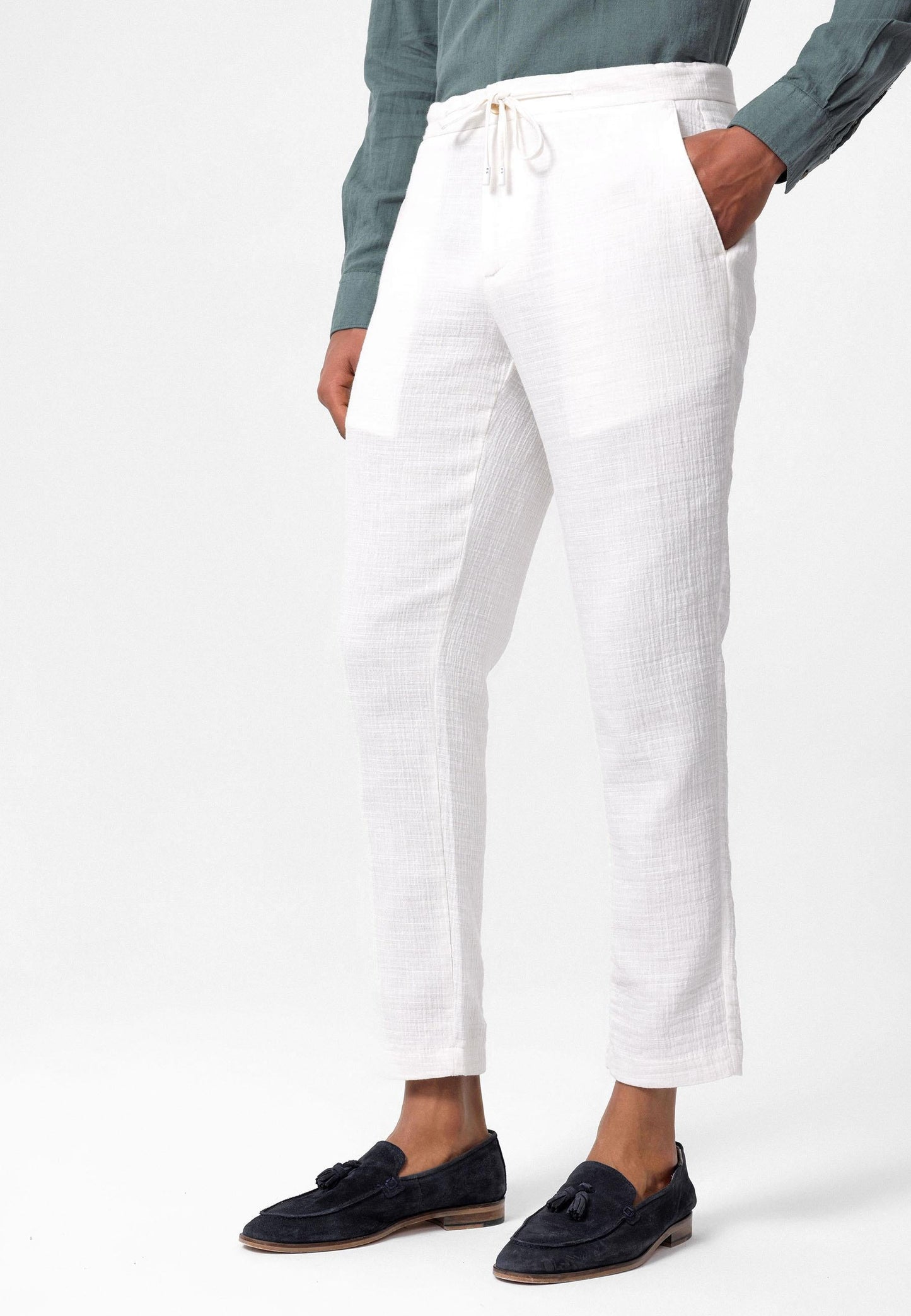 KOALA SYDNEY  Men's White Regular Fit Drawstring Pants -