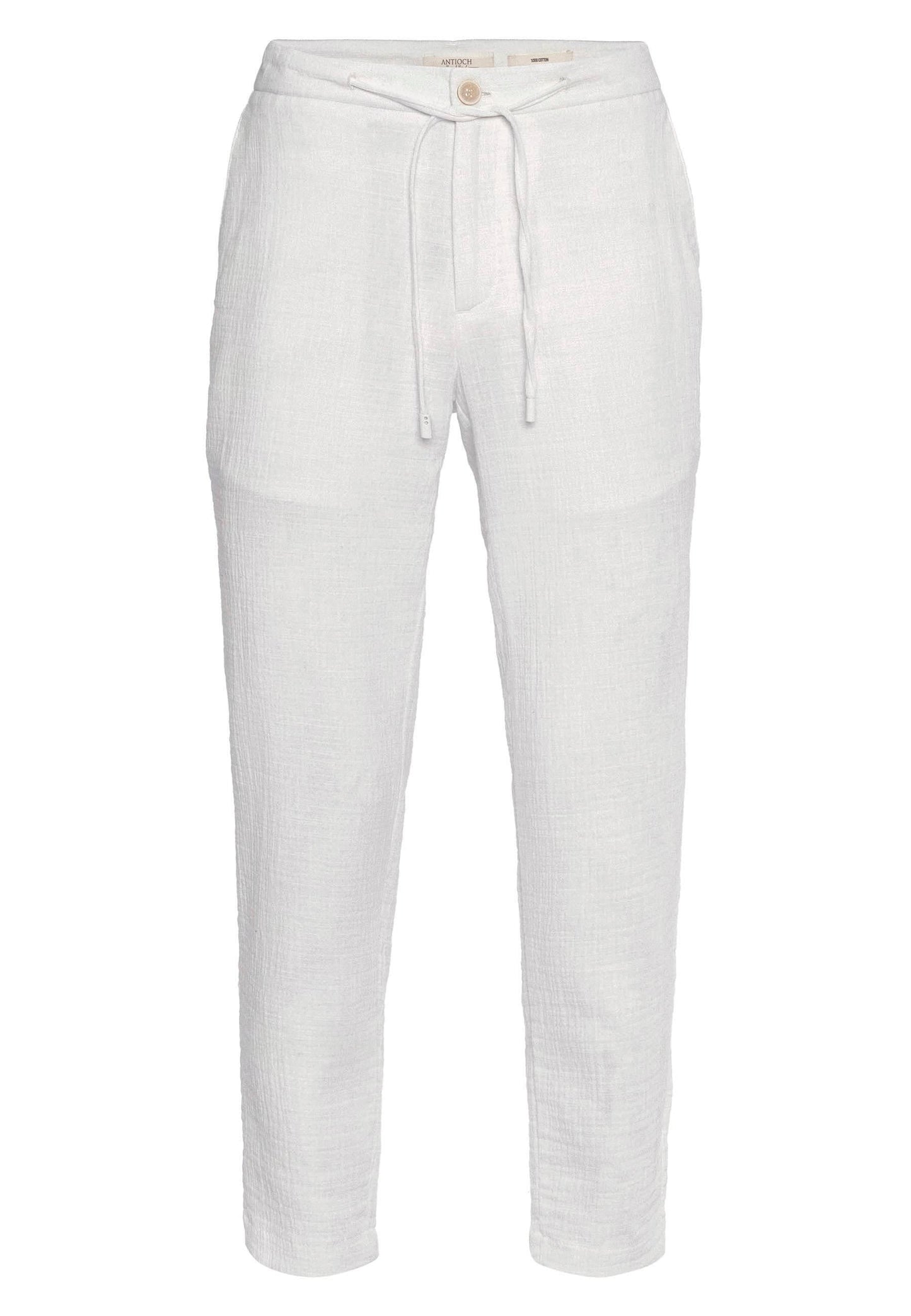 Men's White Regular Fit Drawstring Pants