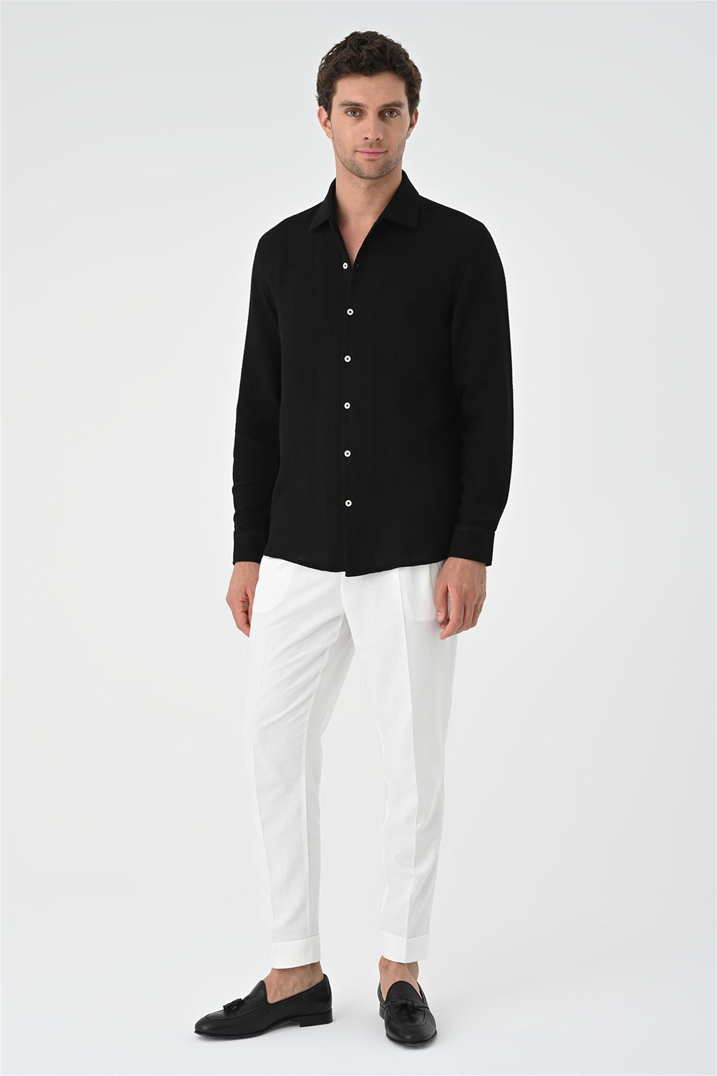 Men's Black Regular Fit Woven Shirt
