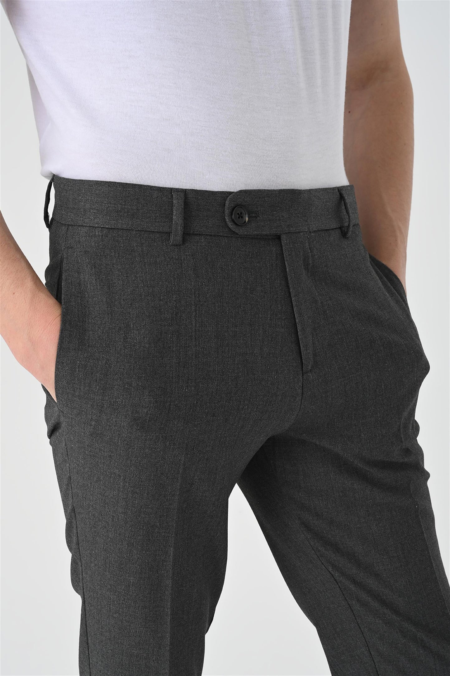 Men's Grey Regular Fit Double Leg Trousers