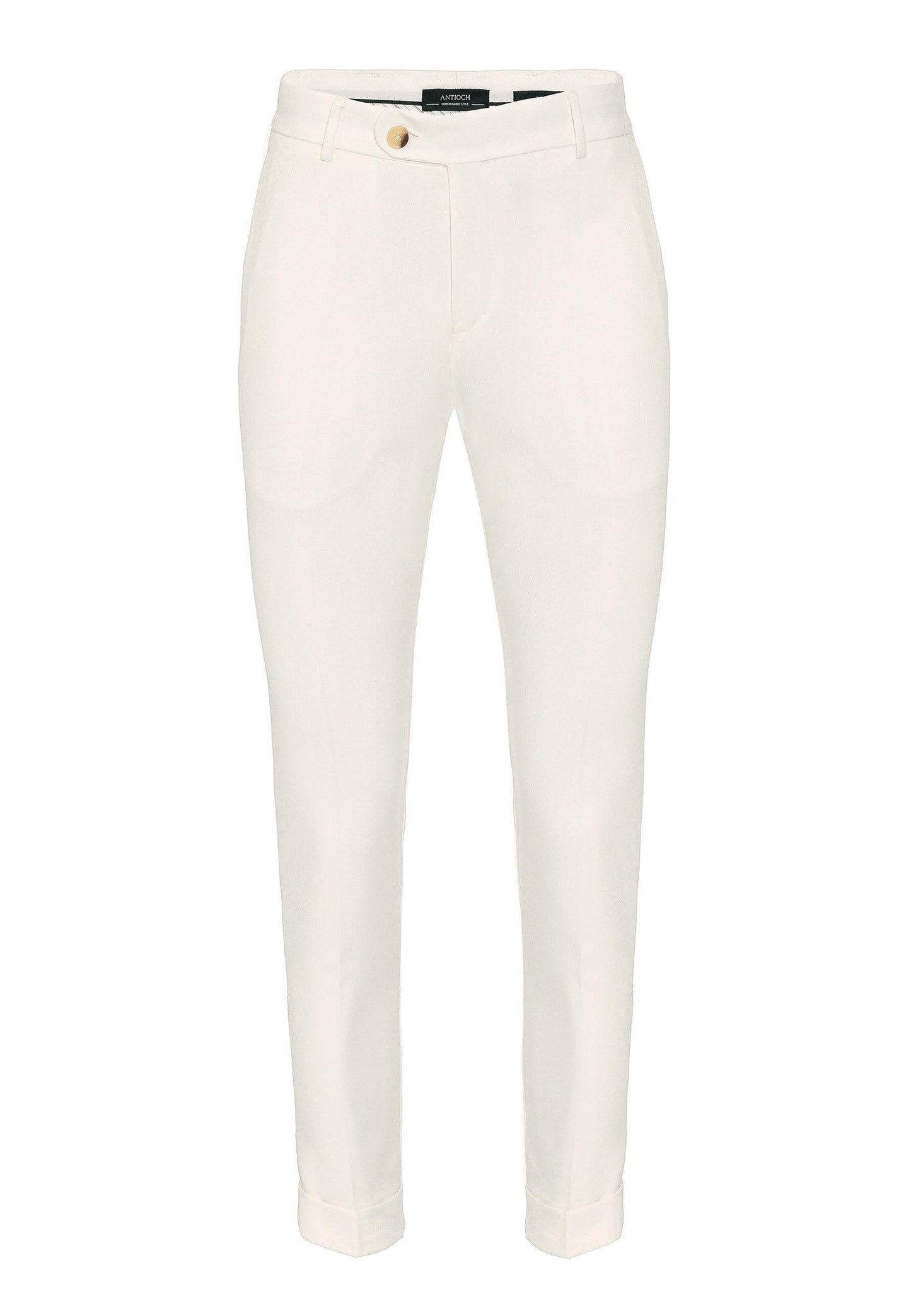 KOALA SYDNEY  Men's Ecru Regular Fit Cuffed Pants -