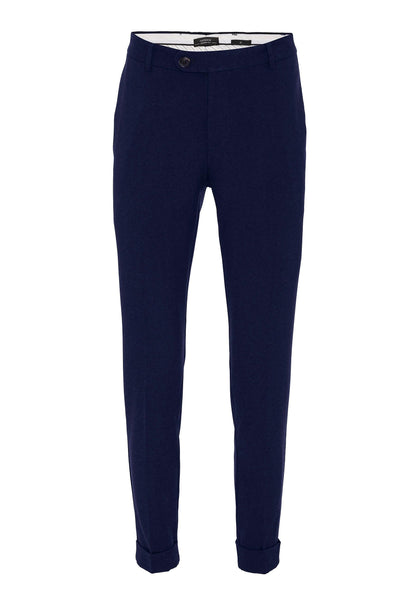 Men's Light Navy Blue Regular Fit Double Leg Trousers