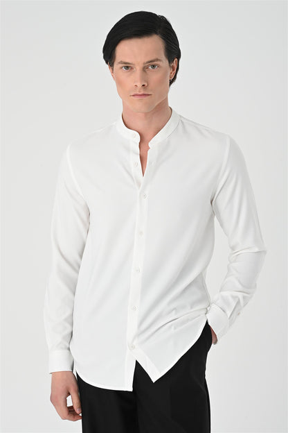 Men's White Regular Fit Classic Collar Shirt