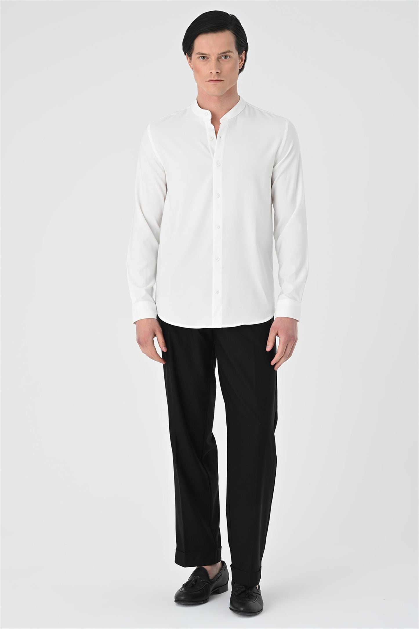 Men's White Regular Fit Classic Collar Shirt -