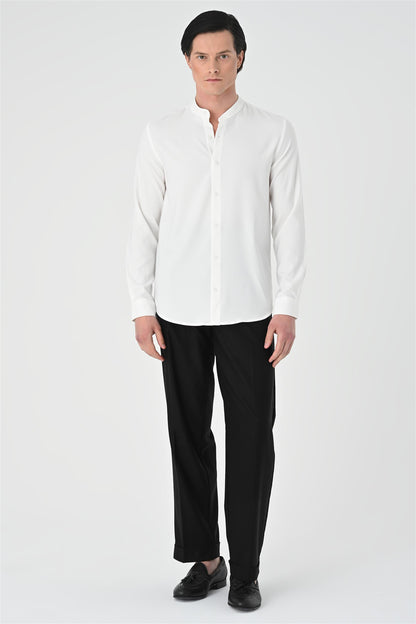 Men's White Regular Fit Classic Collar Shirt -