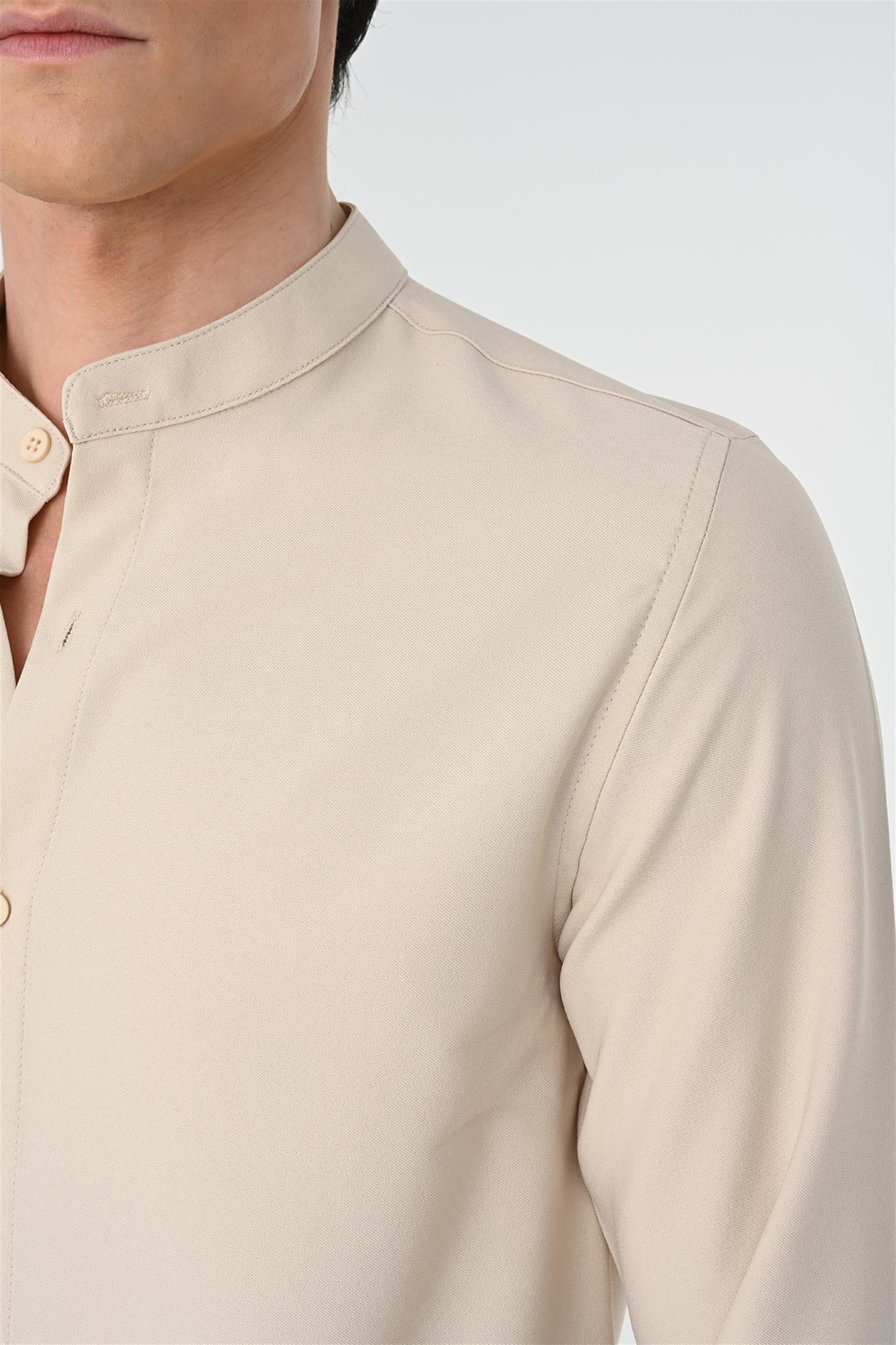 Men's Beige Regular Fit Classic Collar Shirt