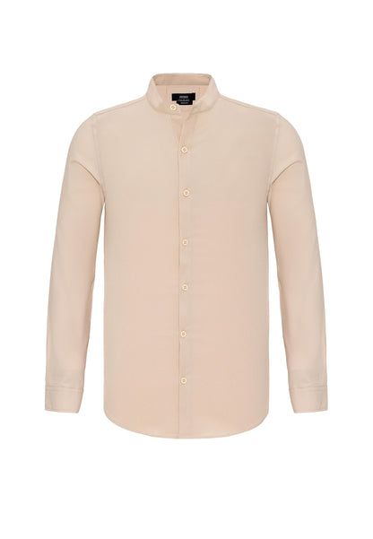 Men's Beige Regular Fit Classic Collar Shirt