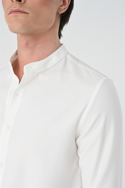 Men's White Regular Fit Classic Collar Shirt -