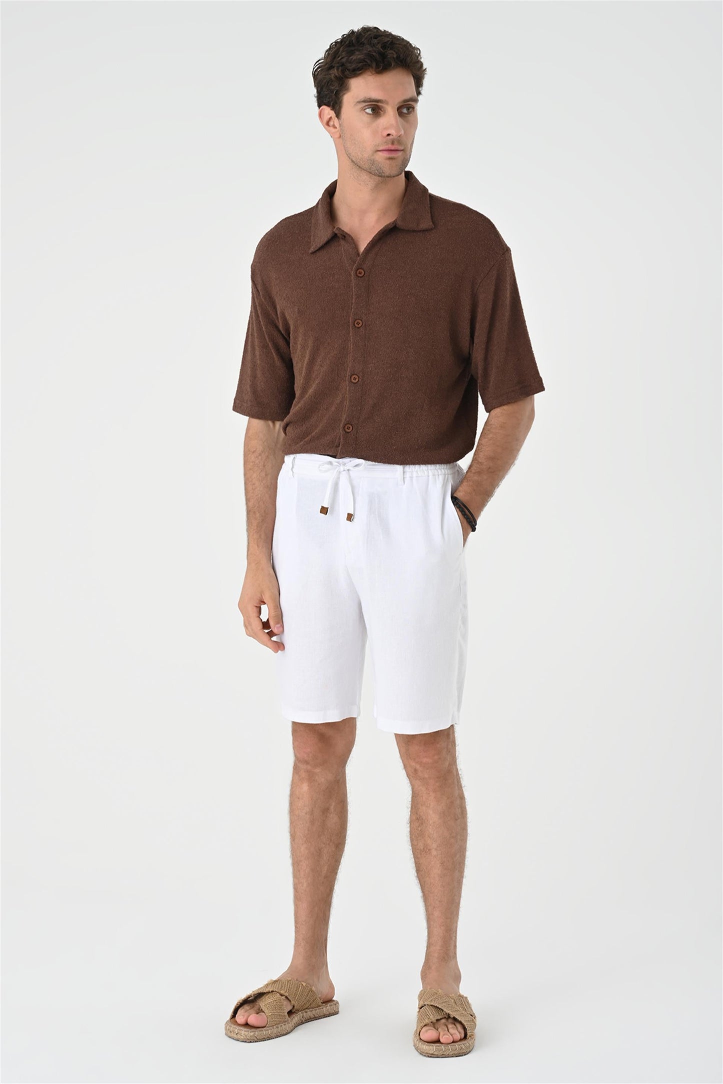 KOALA SYDNEY  Men's Brown Relax Fit Knitwear Shirt -