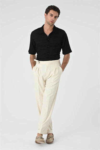 Men's Black Relax Fit Knitwear Shirt