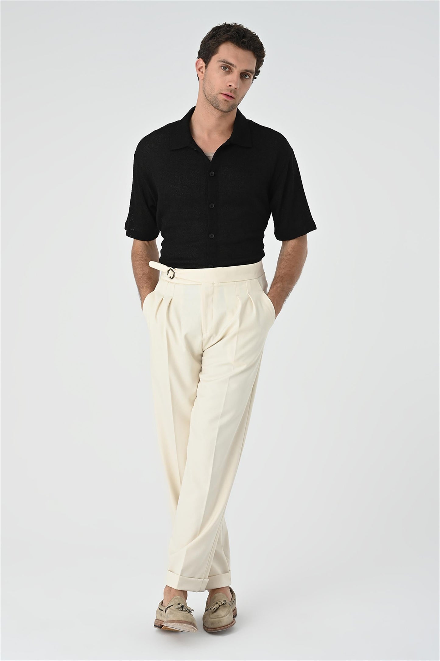 Men's Black Relax Fit Knitwear Shirt