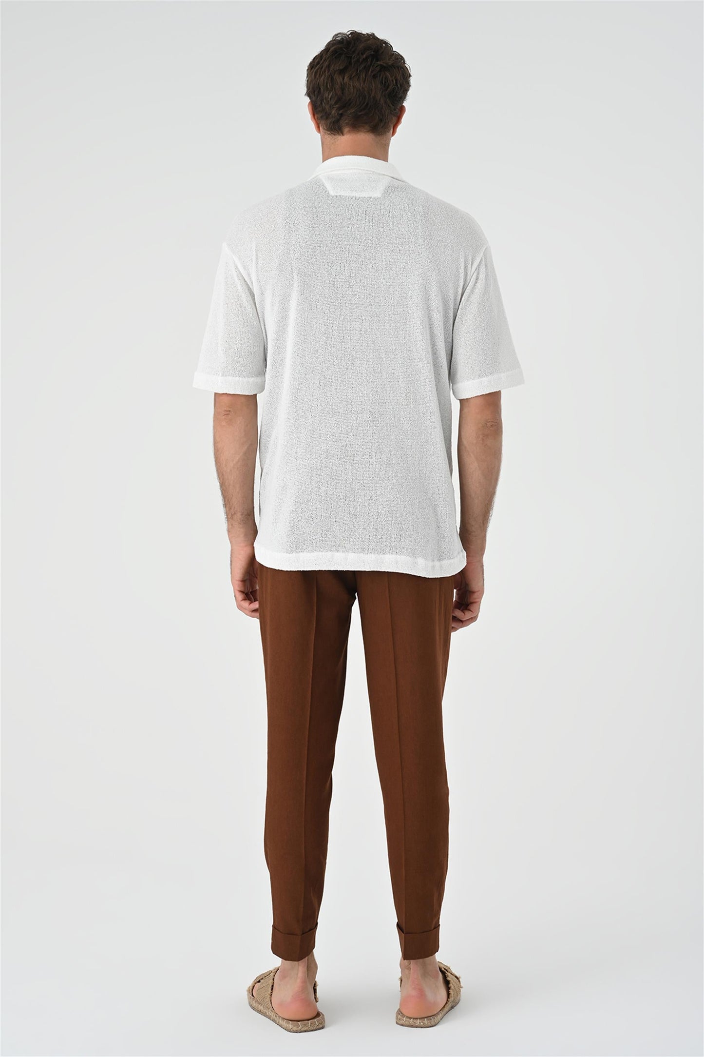 Men's White Relax Fit Knitwear Shirt