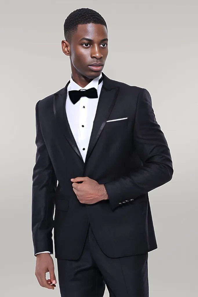 Satin Detailed Dark Grey Tuxedo |