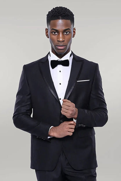 Satin Detailed Dark Grey Tuxedo |