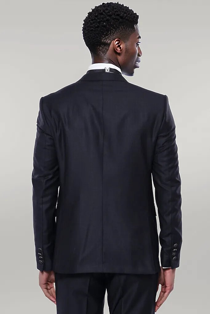 Satin Detailed Dark Grey Tuxedo |