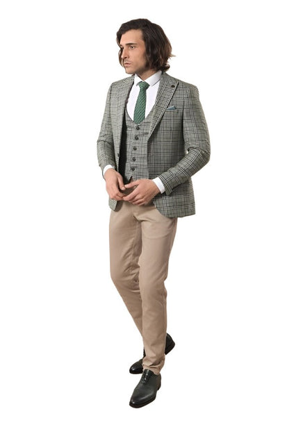 Set of Plaid Blazer and Vest - Wessi