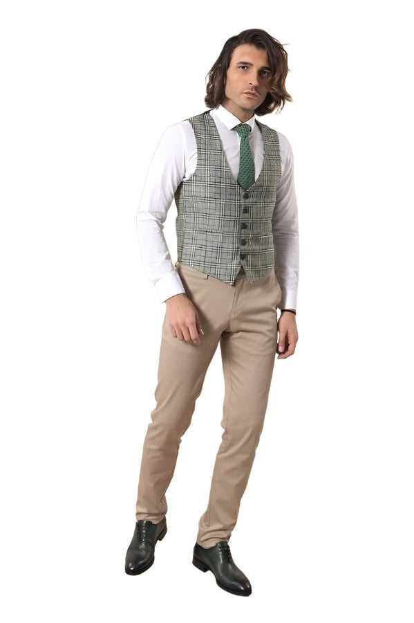 Set of Plaid Blazer and Vest - Wessi