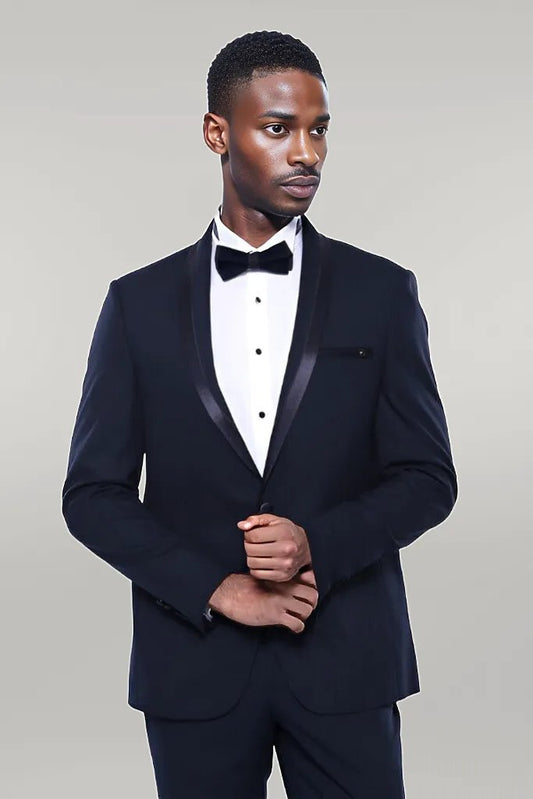 Shawl Lapel Dark Blue Tuxedo Suit