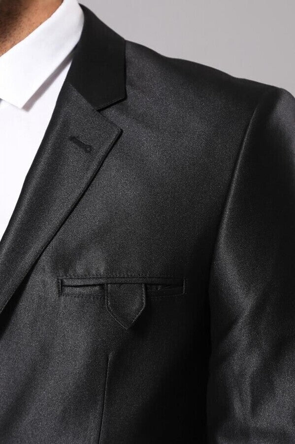 Shiny Black Men's Suit
